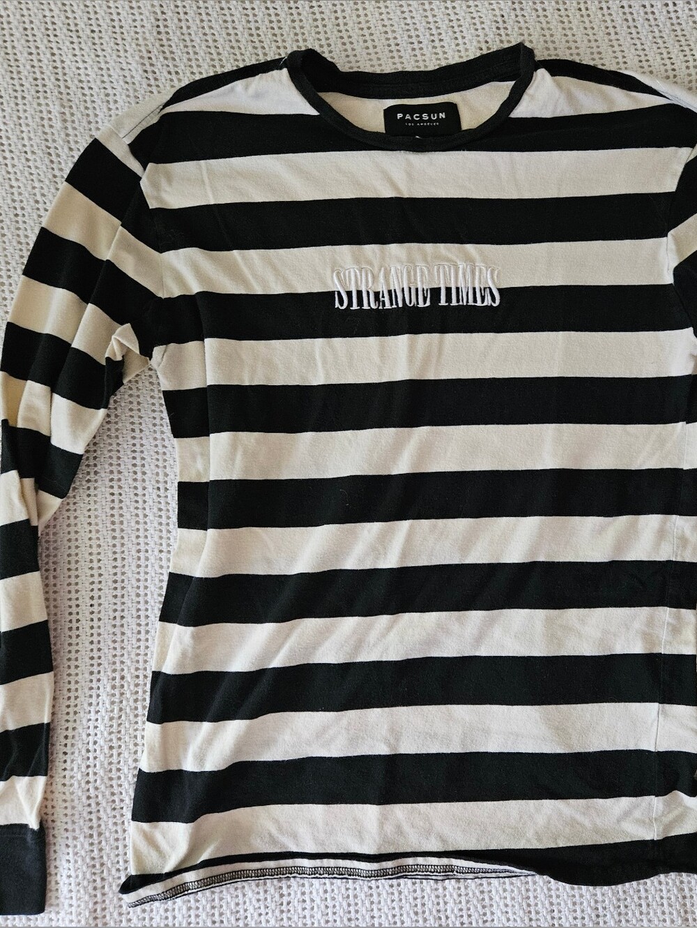 Pacsun Striped Black & Cream Mens Long Sleeve Top